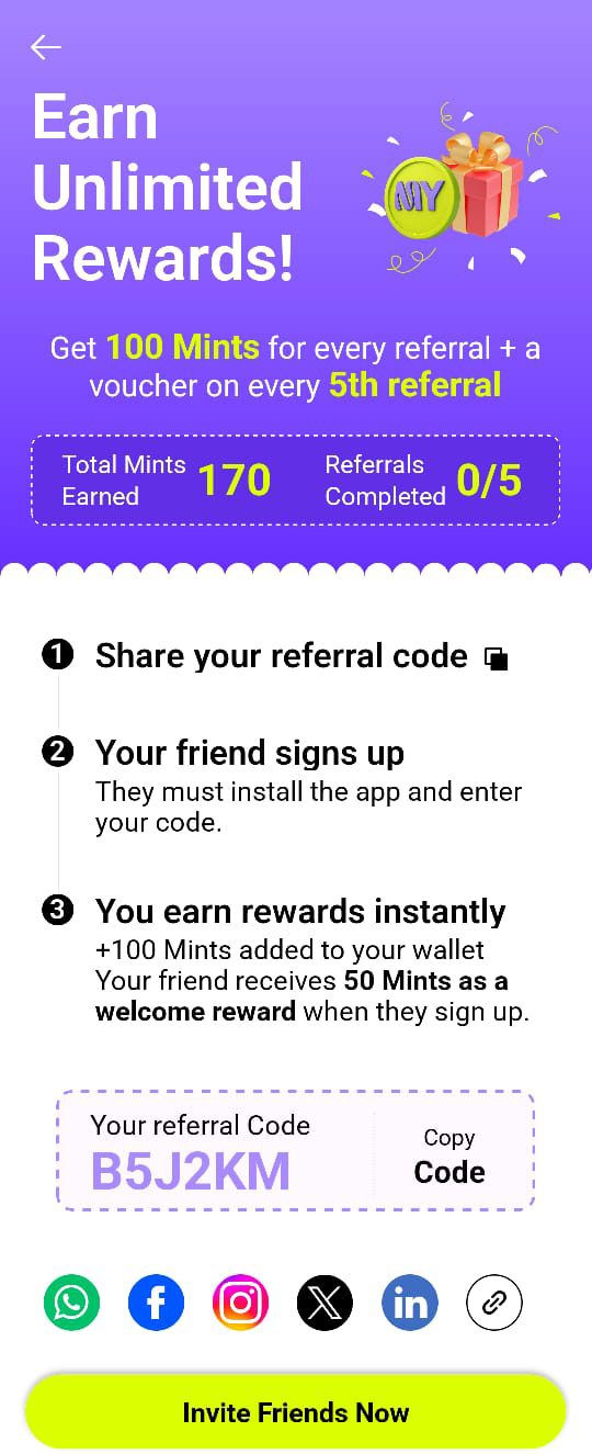 Refer & Earn — Invite Friends, Earn Unlimited Mints